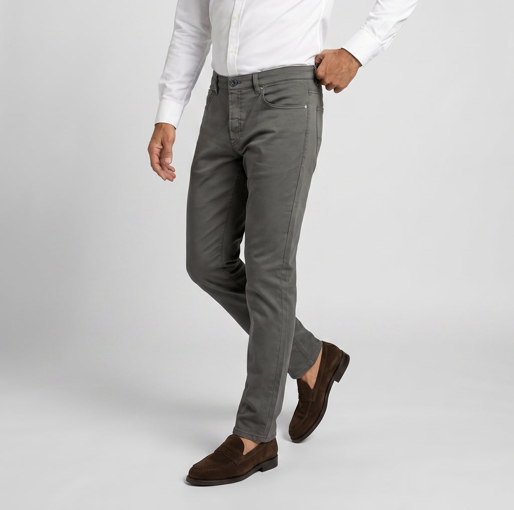Tomasso 5 Pocket Pant Cotton Spandex - Medium Grey