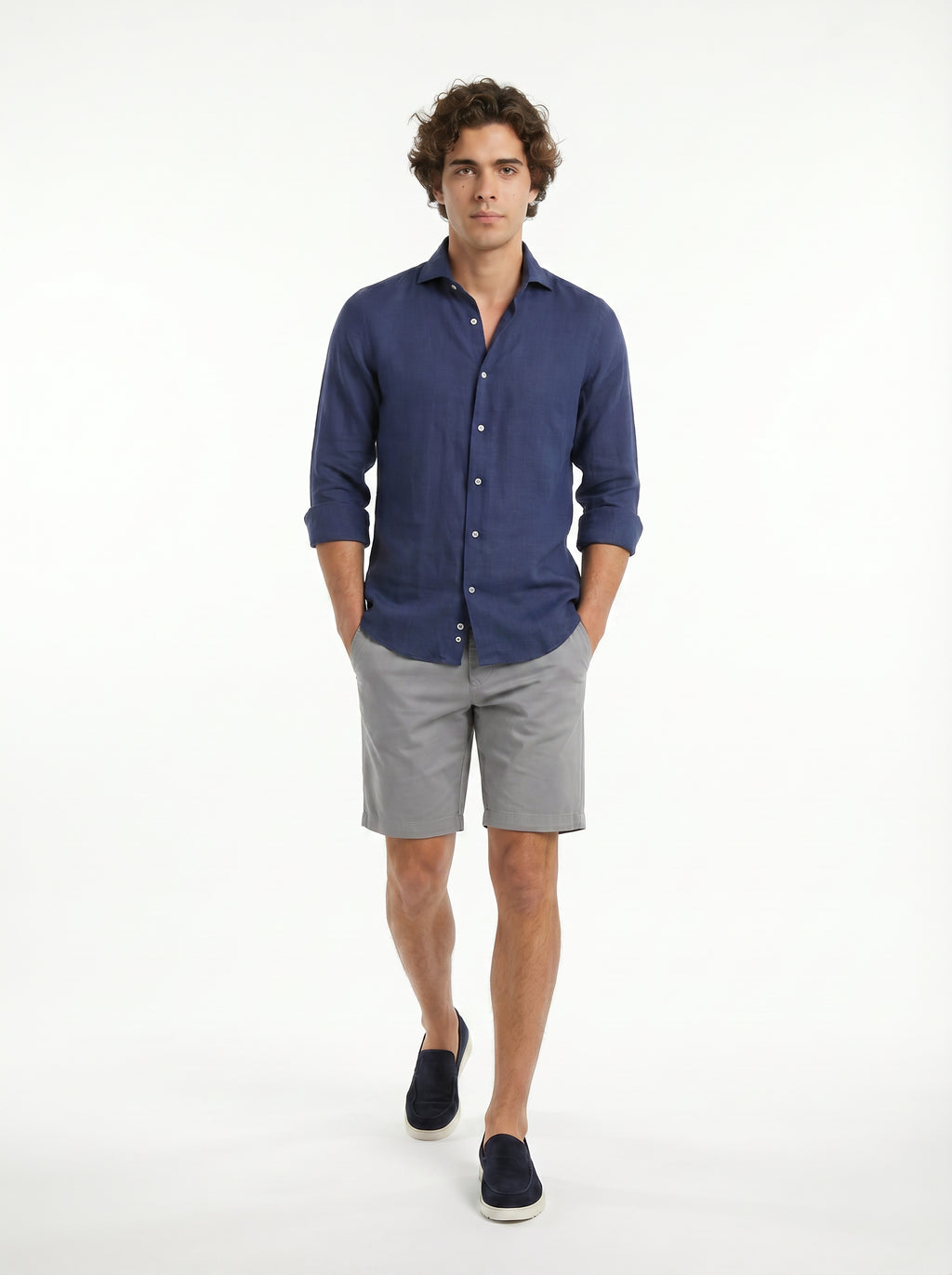 Forte Short Cotton/Linen/Spandex Grey Sky
