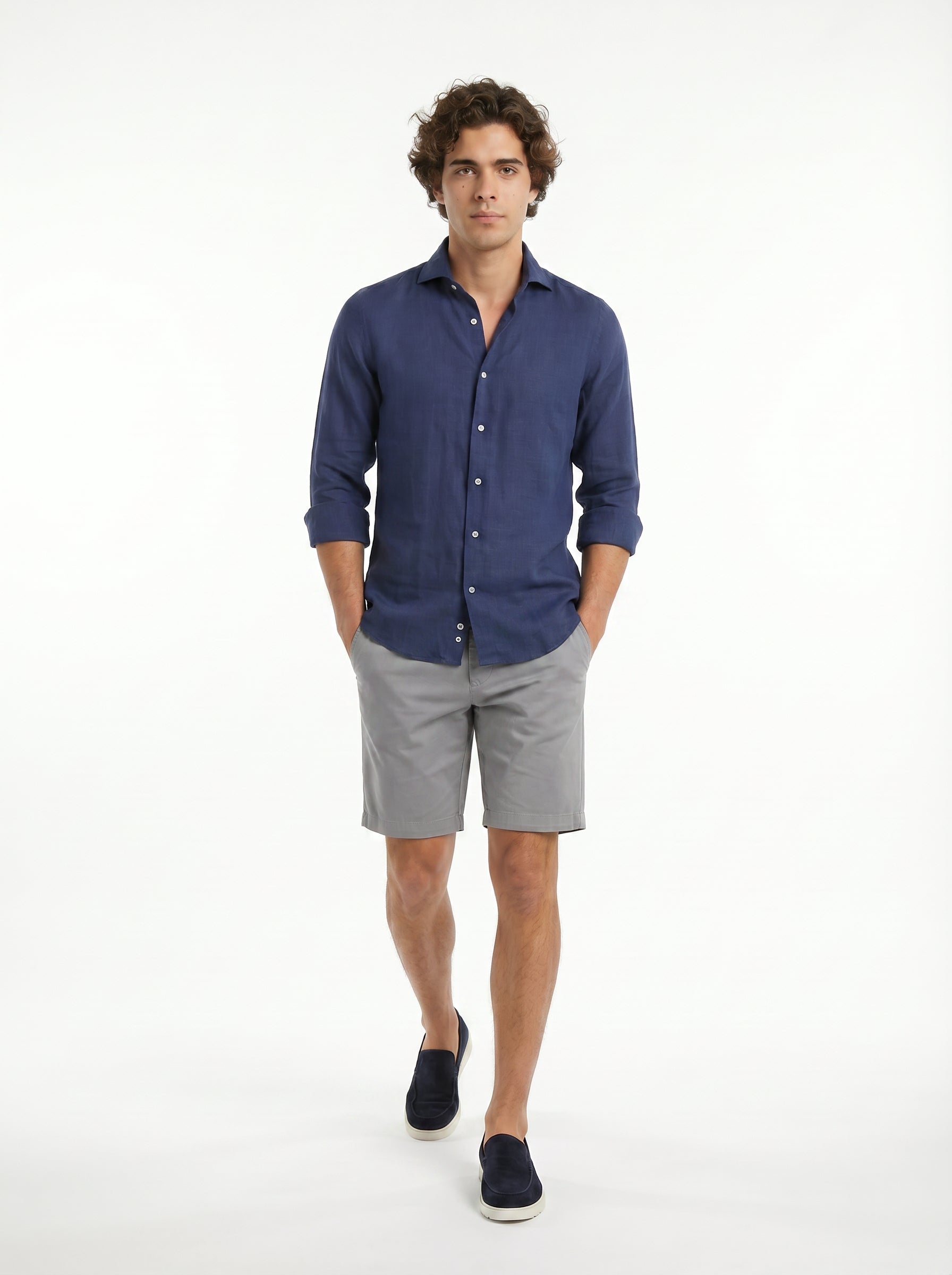 Forte Short Cotton/Linen/Spandex Grey Sky