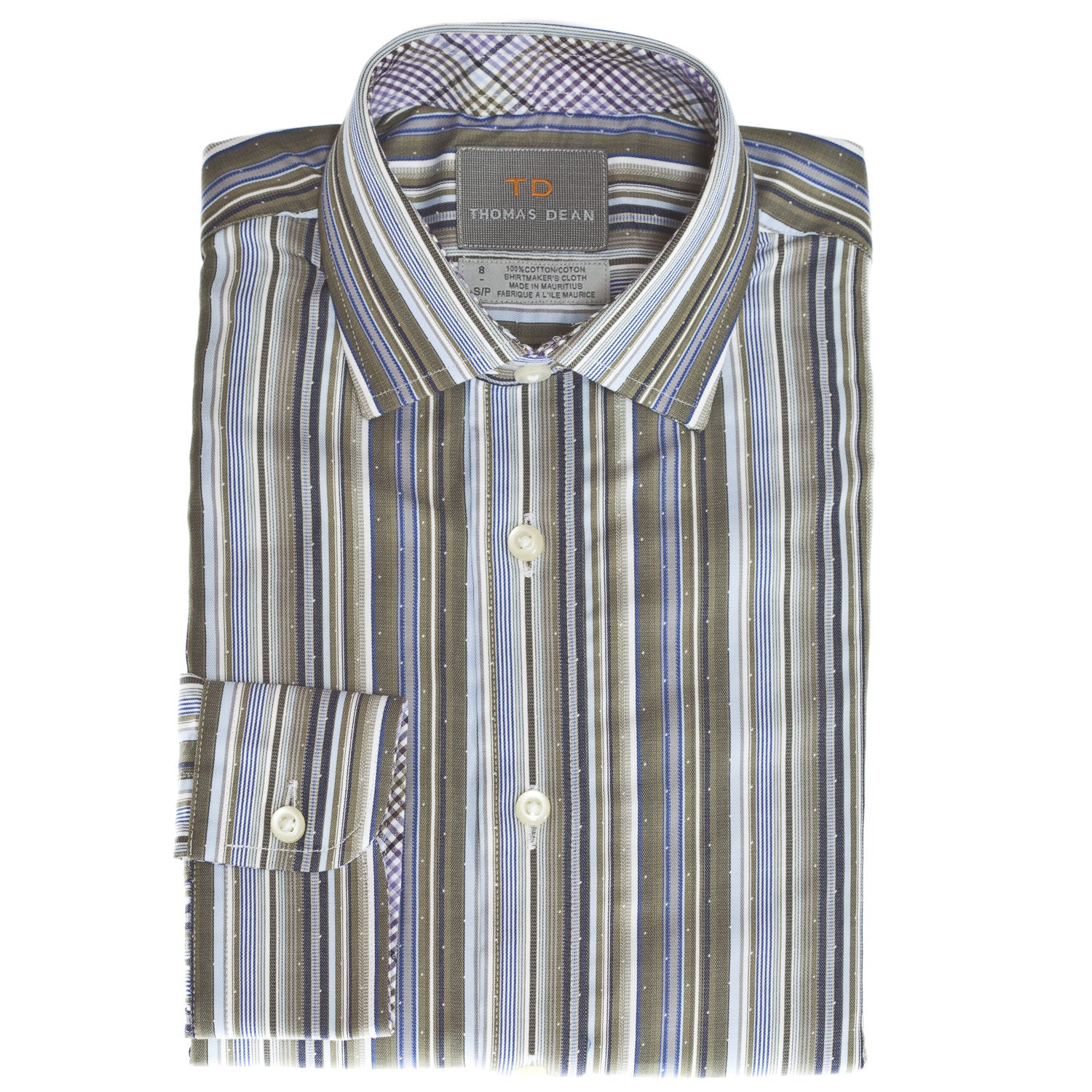 Big Boys Green Multi Stripe Button Down Shirt - Thomas Dean & Co