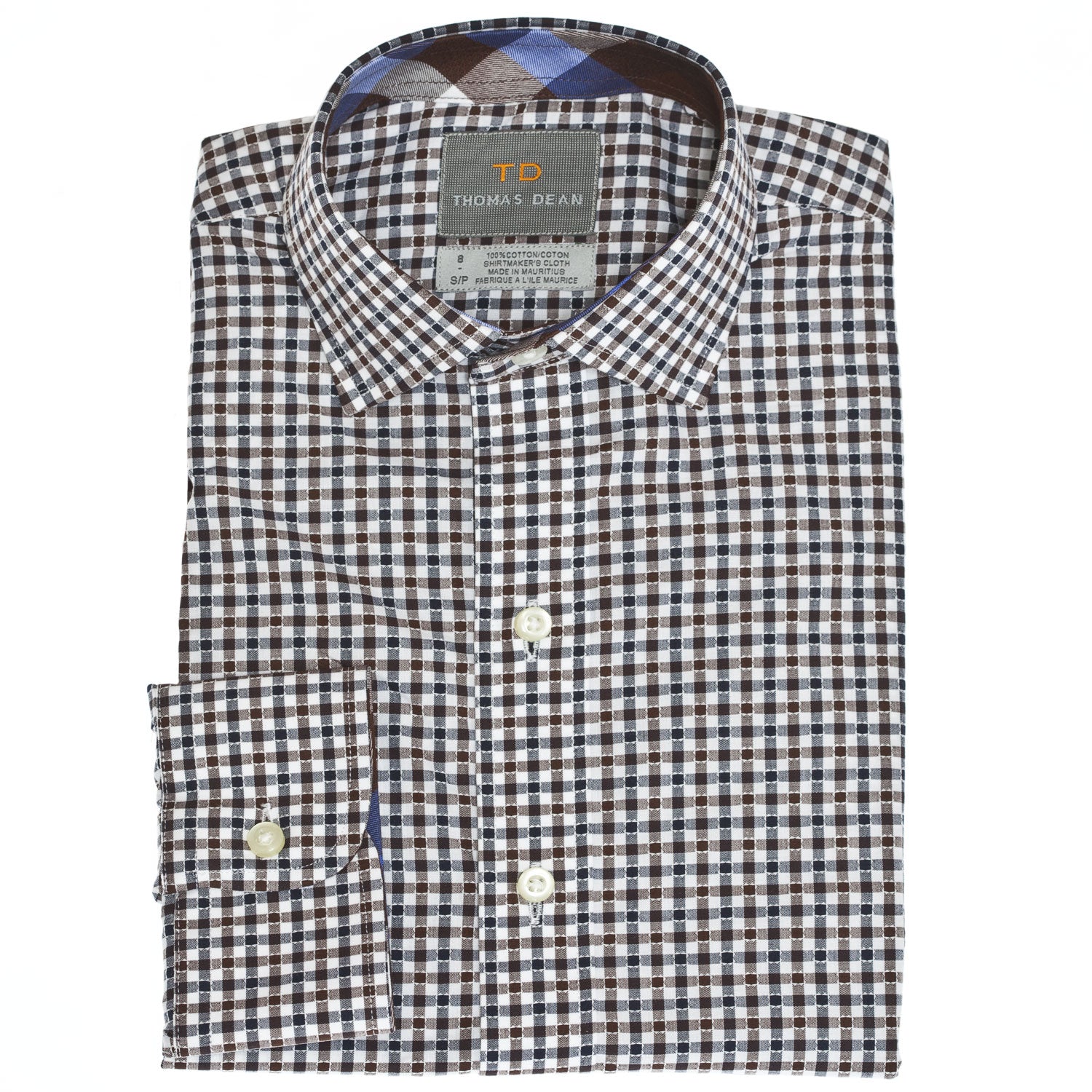 Big Boys Brown Check Button Down Shirt - Thomas Dean & Co
