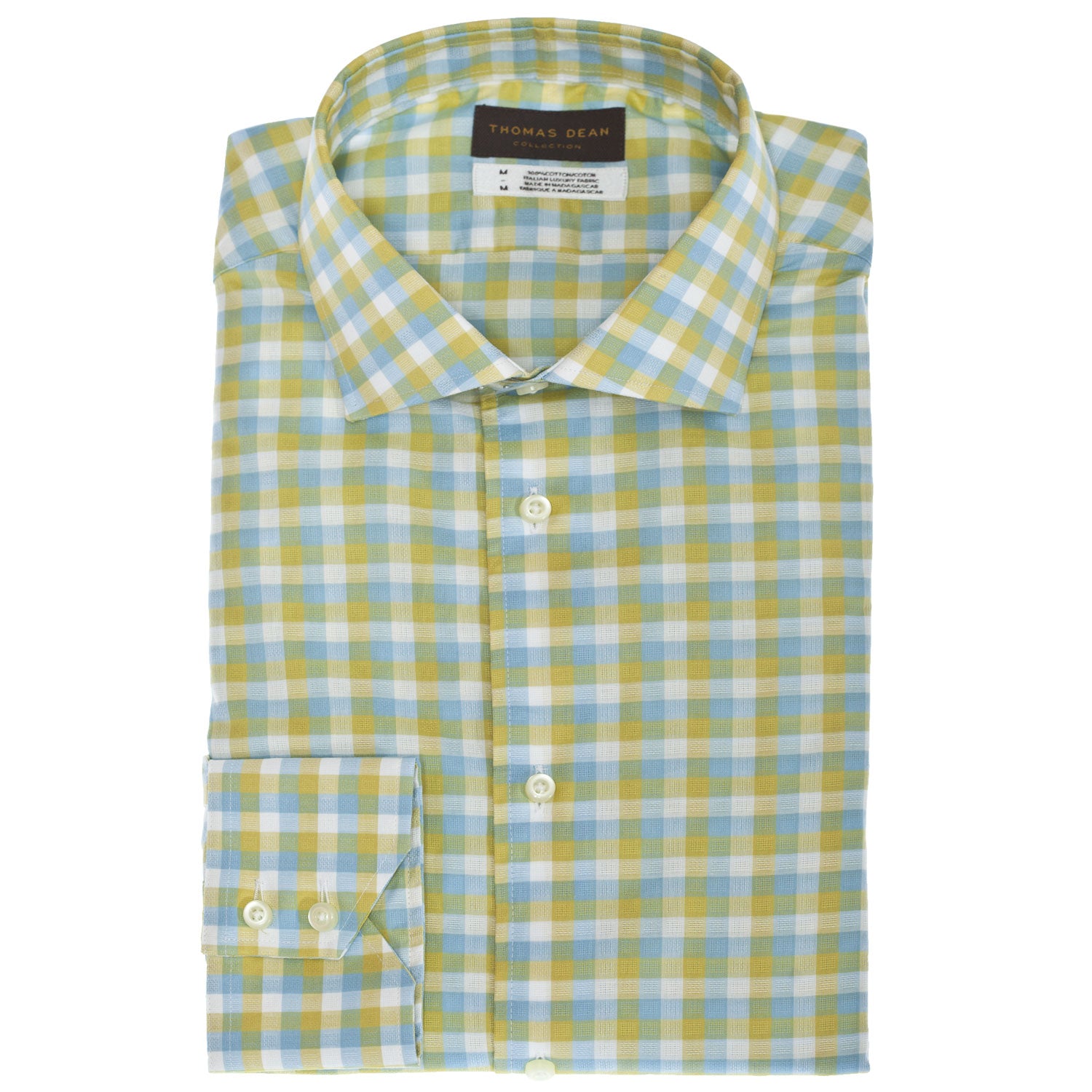 TD Collection Yellow Check Button Down Sport Shirt - Thomas Dean & Co