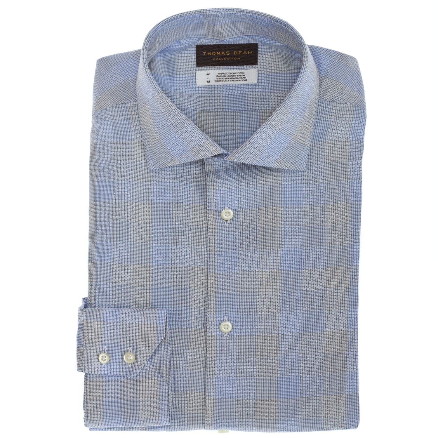 TD Collection Blue Check Button Down Sport Shirt - Thomas Dean & Co