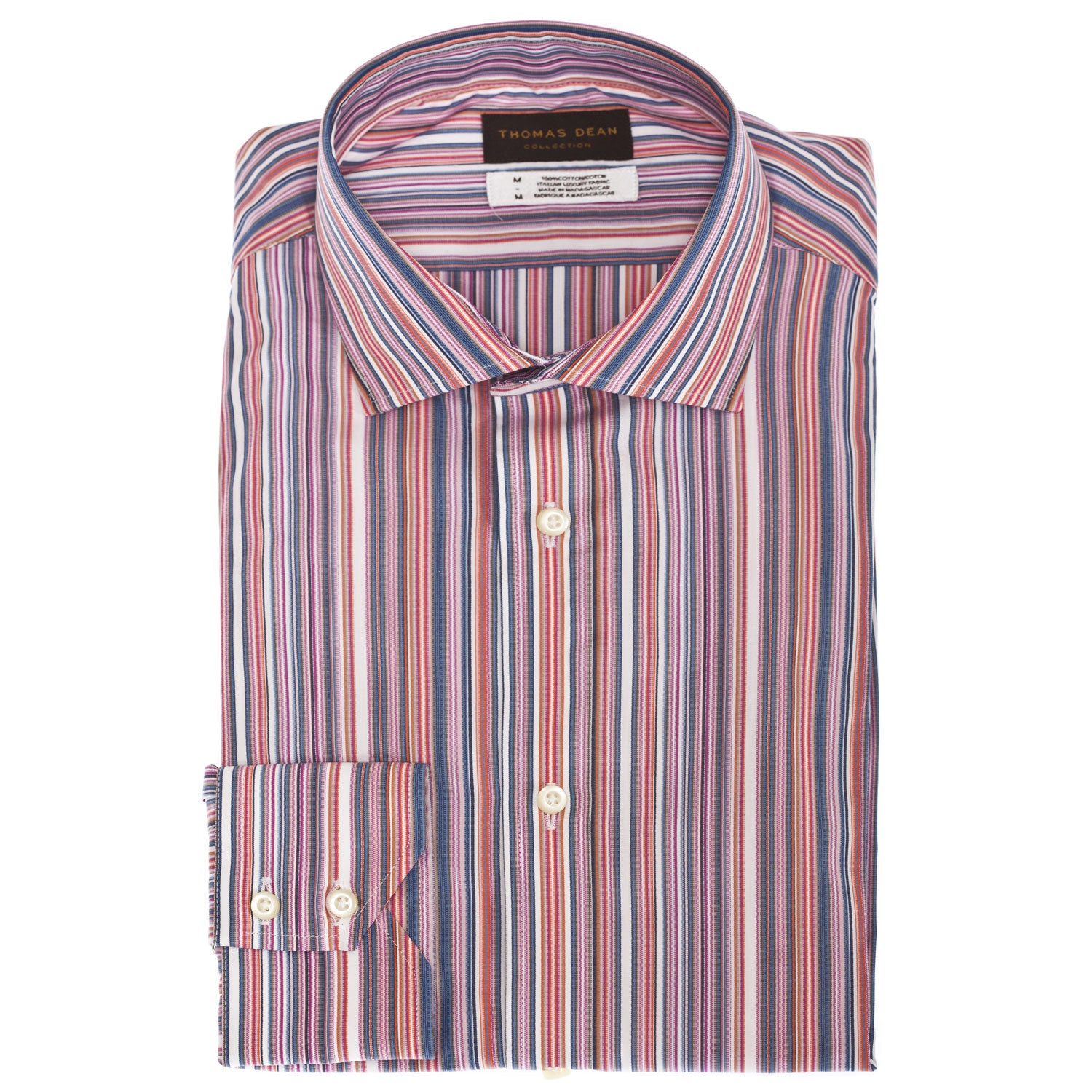 TD Collection Orange Multi Stripe Button Down Sport Shirt - Thomas Dean & Co