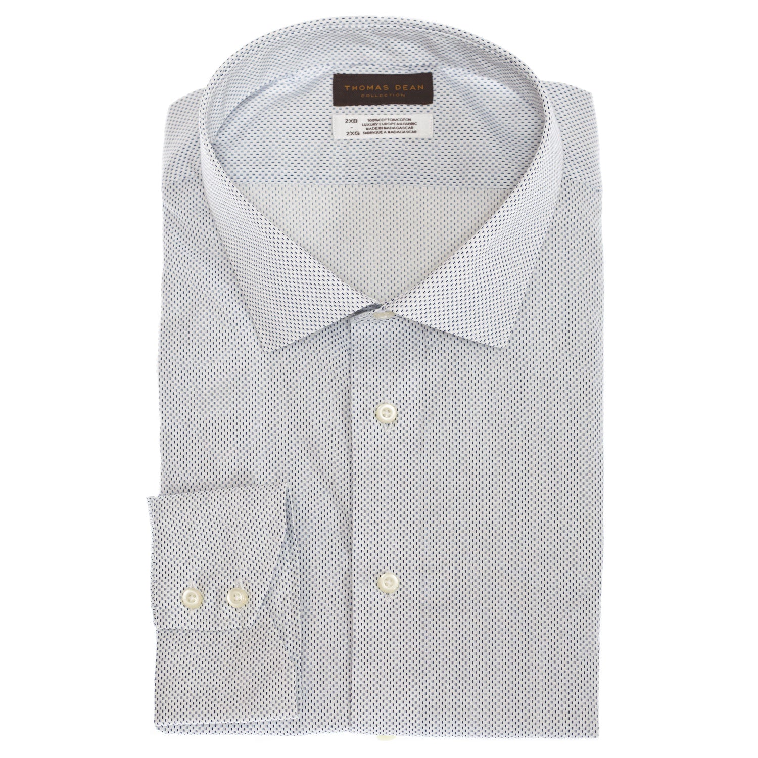 TD Collection Light Blue Mini Print Button Down Sport Shirt - Thomas Dean & Co