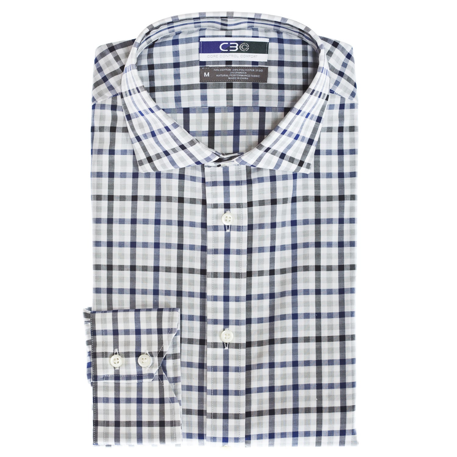 C3 Blue Dobby Check Performance Sport Shirt - Thomas Dean & Co
