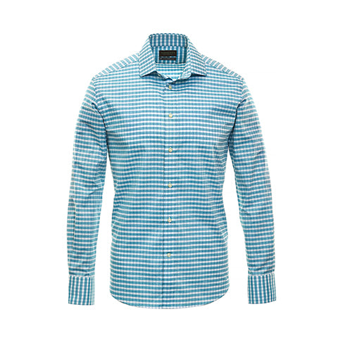Big & Tall Mint Check Performance Sport Shirt - Thomas Dean & Co