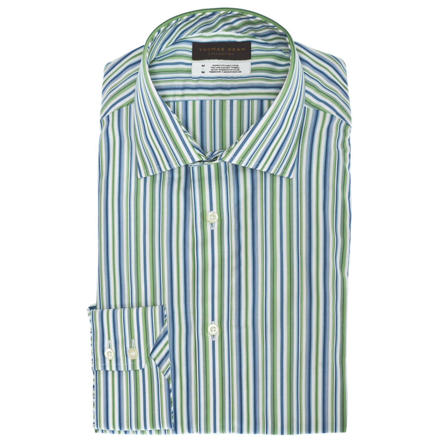 TD Collection Green Stripe Button Down Sport Shirt - Thomas Dean & Co