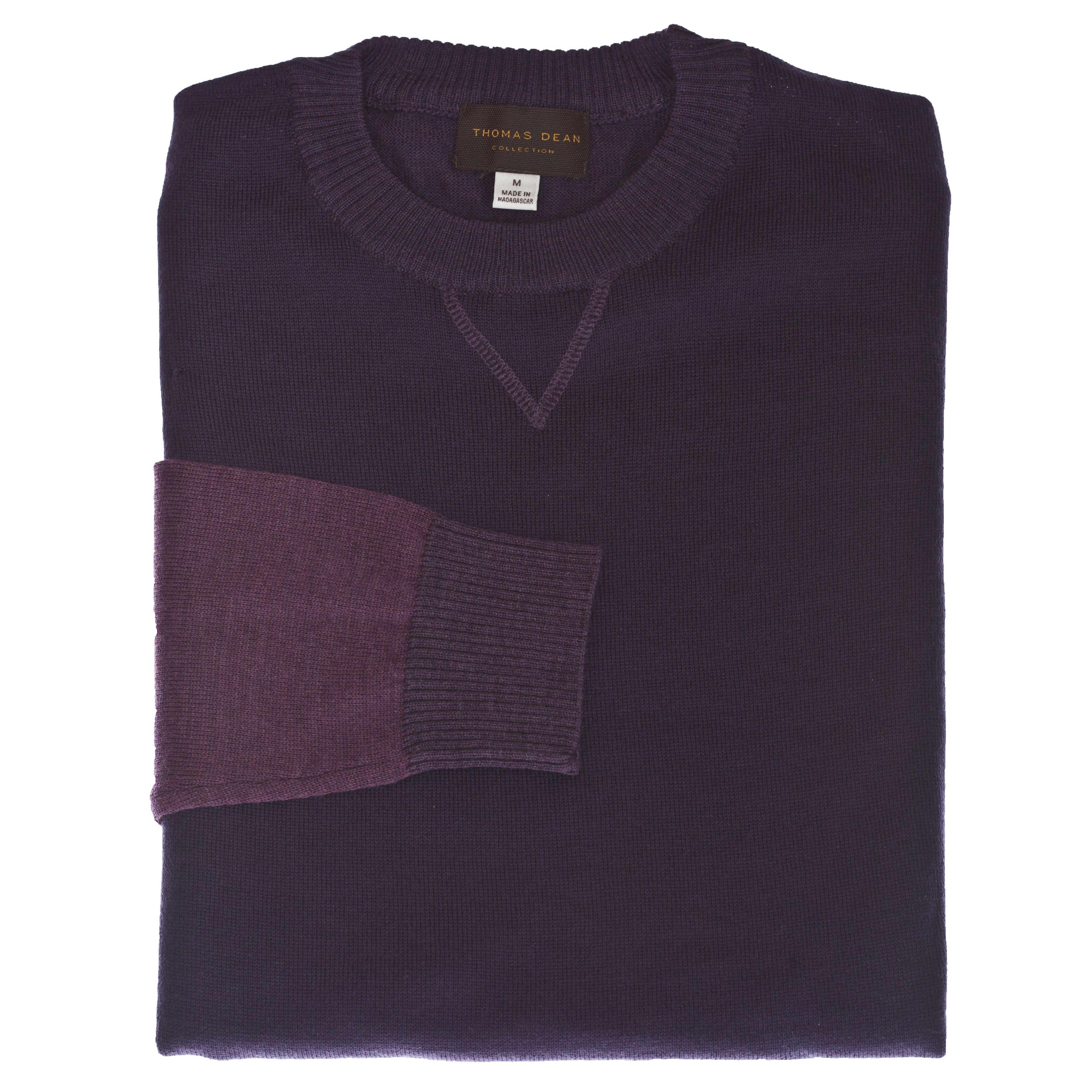 Purple Crew Neck Color Block Sweater - Thomas Dean & Co