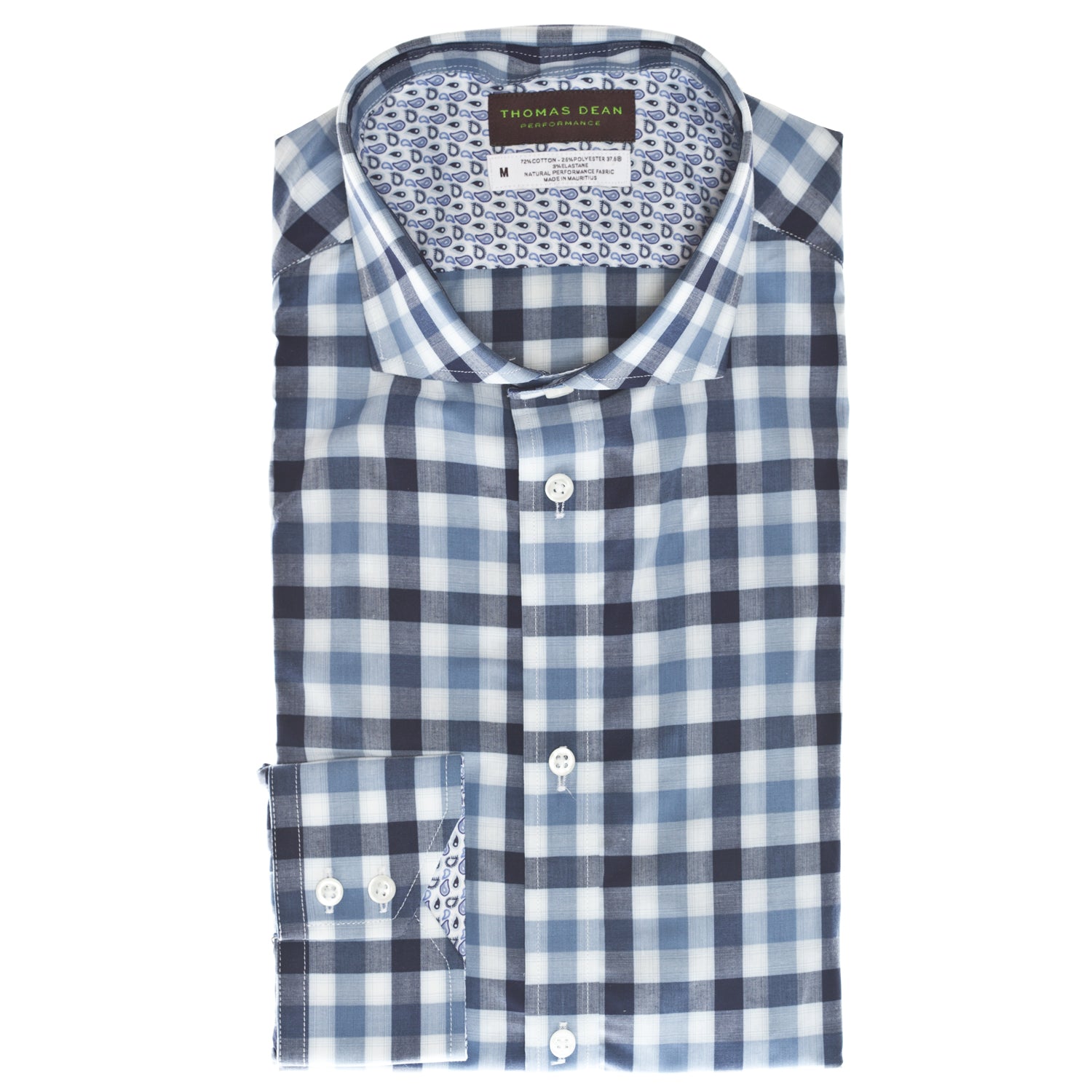 Blue Check Performance Sport Shirt - Thomas Dean & Co