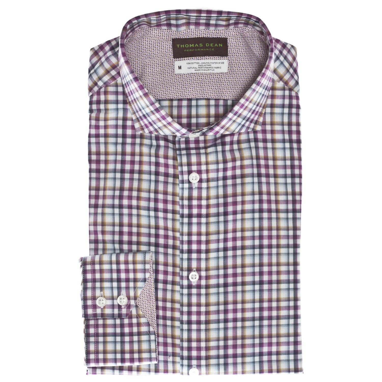 Wine Gingham Performance Sport Shirt - Thomas Dean & Co