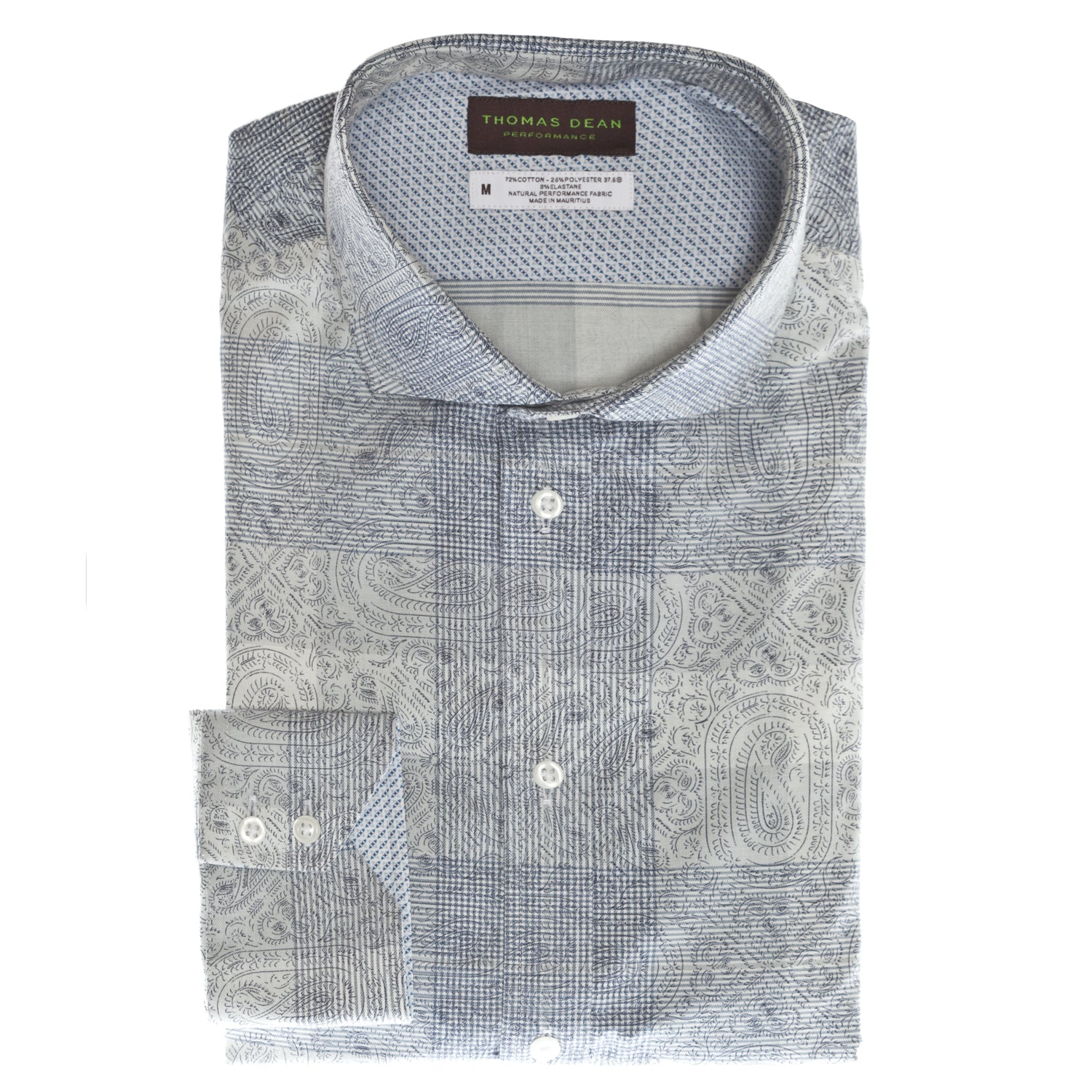 Blue Paisley Performance Sport Shirt - Thomas Dean & Co