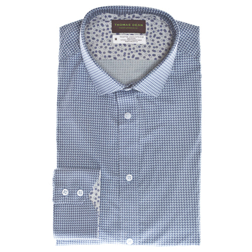 Blue Geo Circle Performance Sport Shirt - Thomas Dean & Co