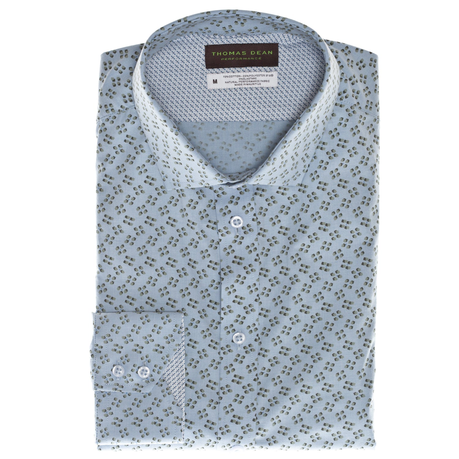 Green Print Performance Sport Shirt - Thomas Dean & Co