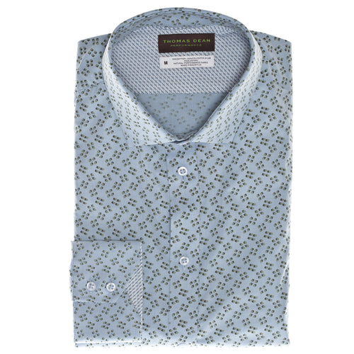 Green Print Performance Sport Shirt - Thomas Dean & Co