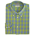 Green Linen Plaid Button Down Collar Sport Shirt - Thomas Dean & Co