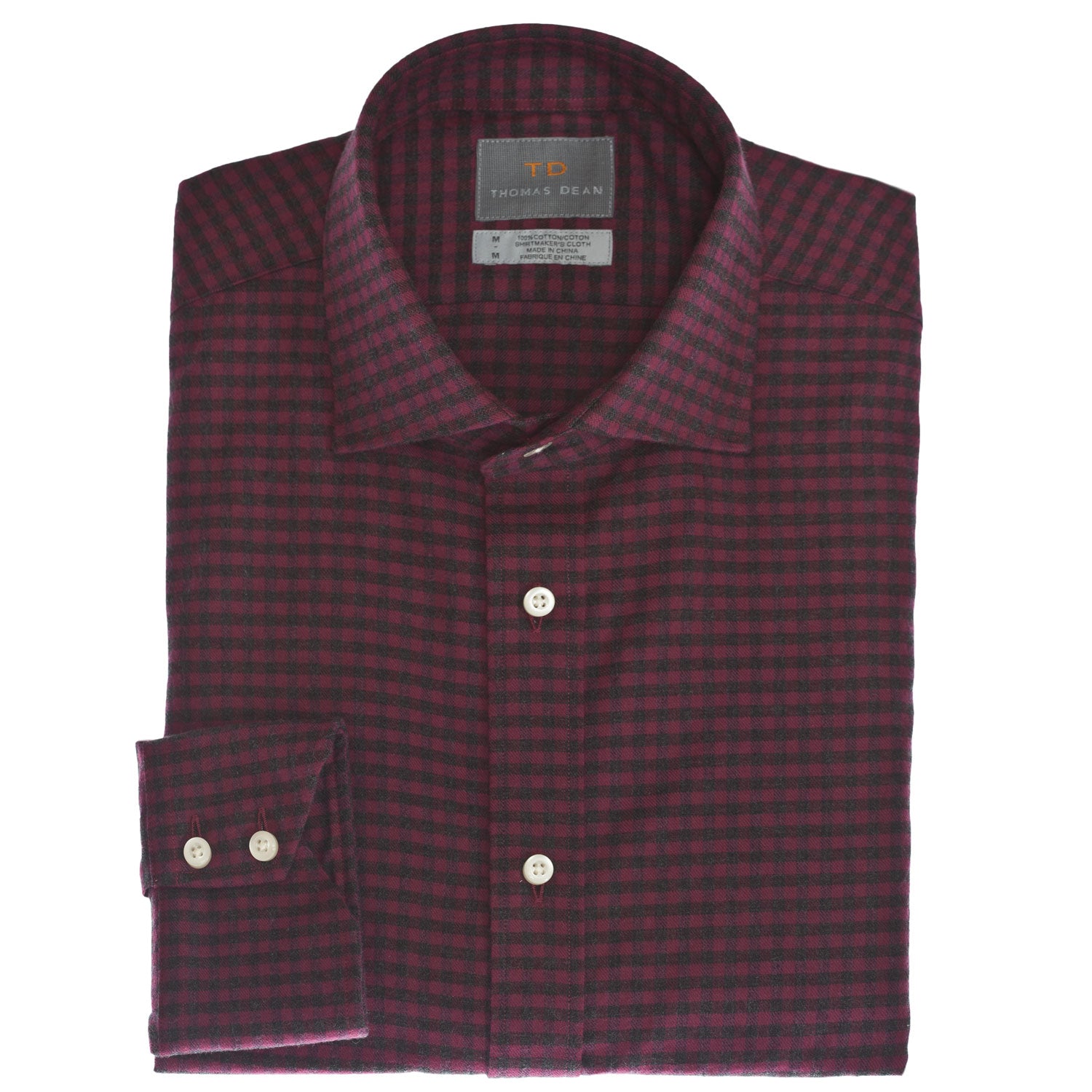 Dark Pink Plaid Button Down Sport Shirt - Thomas Dean & Co