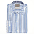 Small Boys Blue Poplin Stripe Button Down Shirt - Thomas Dean & Co