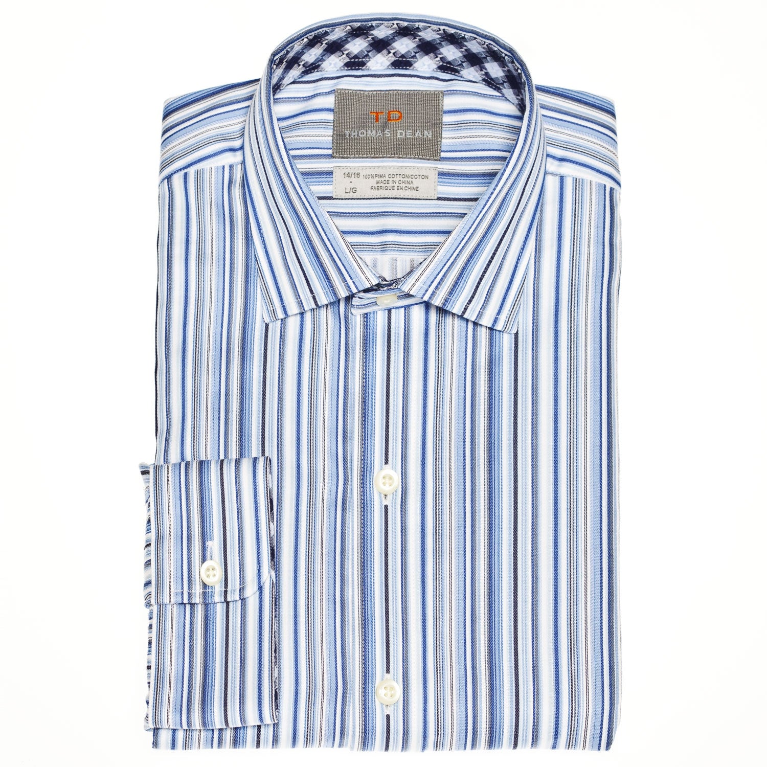 Small Boys Blue Poplin Stripe Button Down Shirt - Thomas Dean & Co