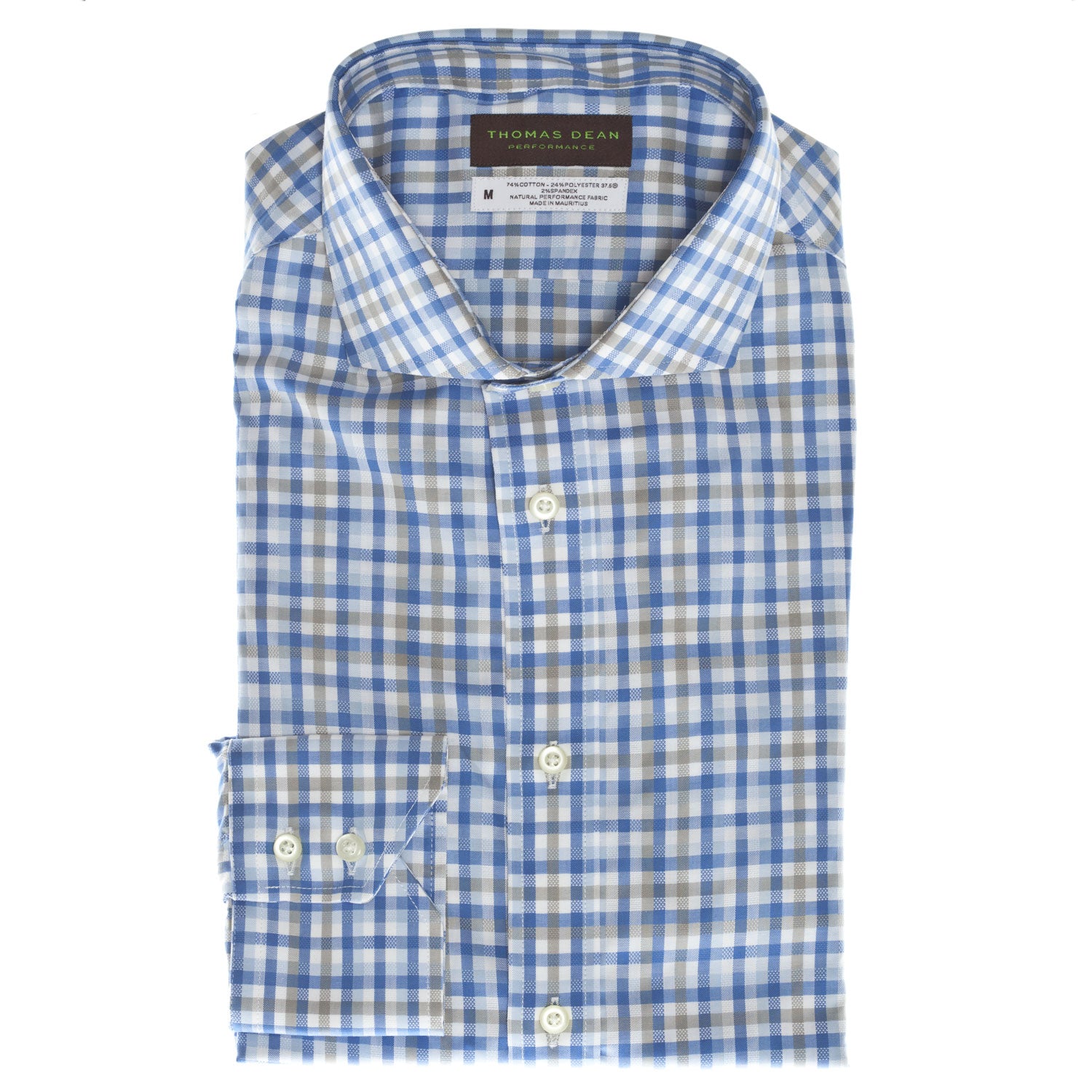 Blue Check Performance Sport Shirt - Thomas Dean & Co