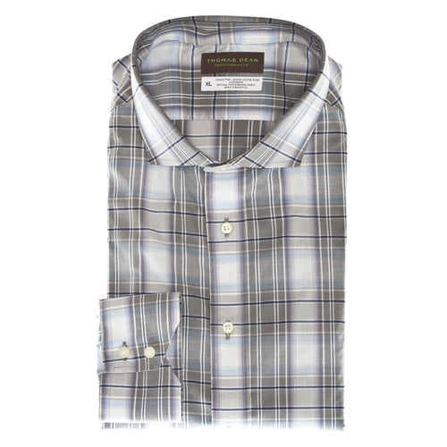 Purple Check Performance Sport Shirt - Thomas Dean & Co