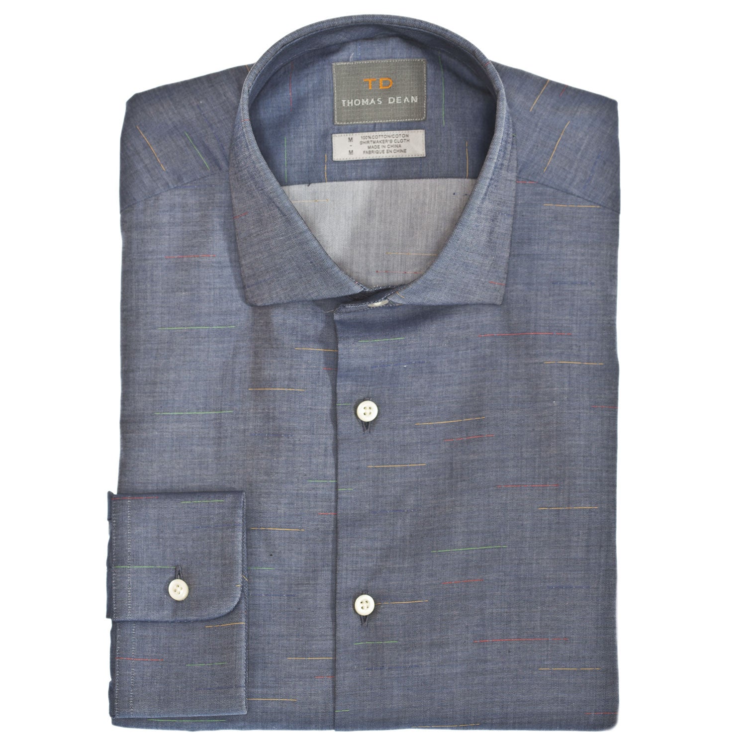 Blue Chambray Button Down Sport Shirt - Thomas Dean & Co